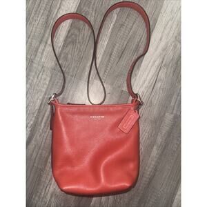 Coach Legacy Leather Mini Duffle Crossbody Bag in Red/Coral 19901